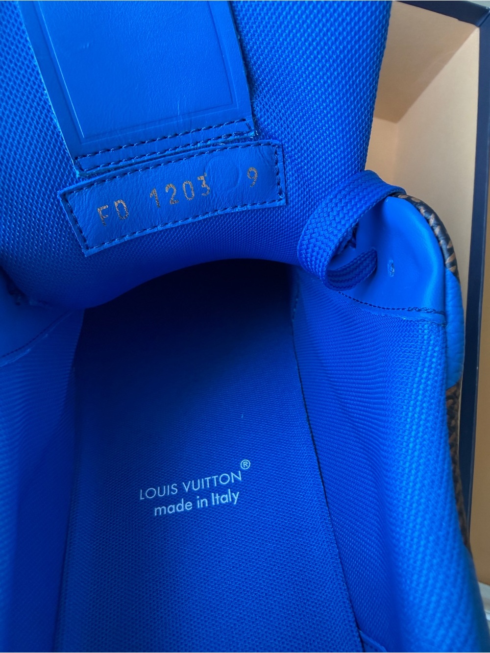 Louis Vuitton Kids Electric Blue Checkerboard Sneaker - Picture 2 of 12